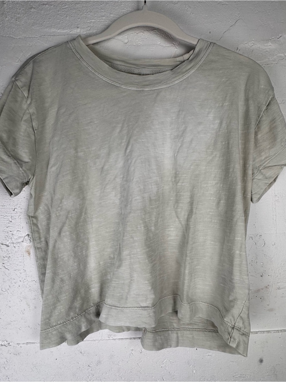 Pilcro Short Sleeve Crewneck Tee Lived in Sage light green Slub Knit Small